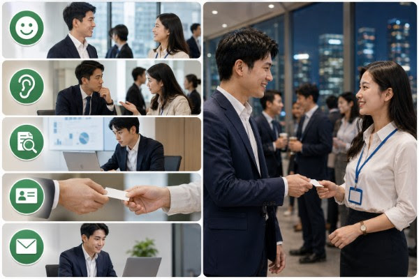 Networking Do's: start conversations, listen and ask, prepare topics, exchange cards, follow up