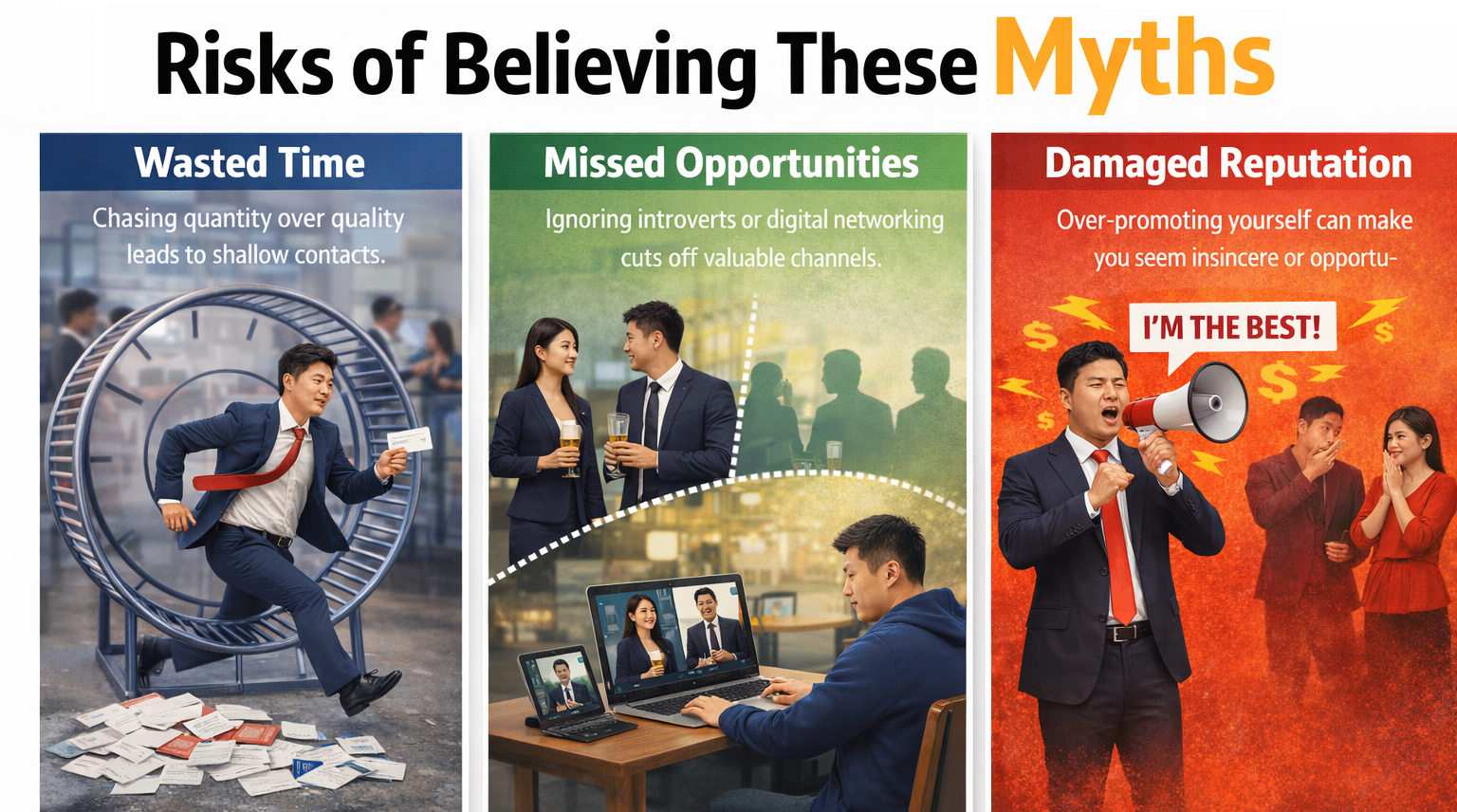 Risks of believing these myths: wasted time, missed opportunities, damaged reputation